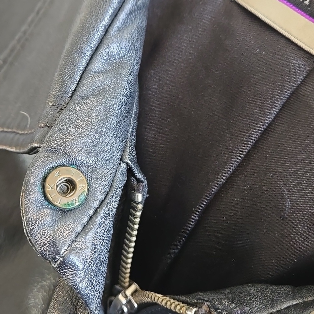 Amanda Smith Vintage Black Leather Collared Jacket Plus Size - Picture 9 of 10